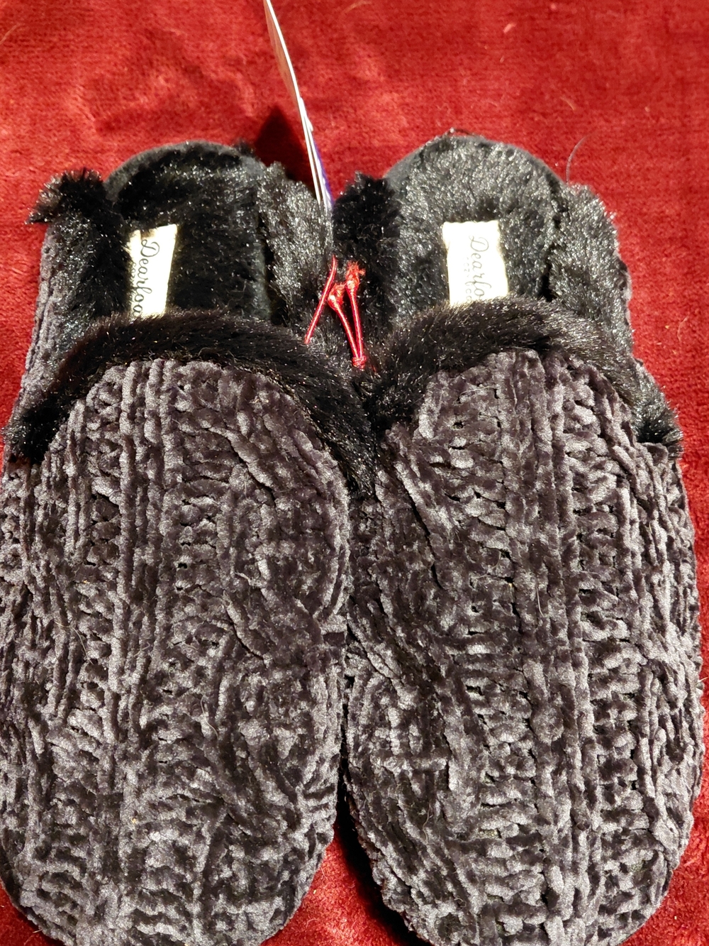Dearfoams Womens Cozy Comfort Chenille Tab Scuff  Slippers  Size S 5/6